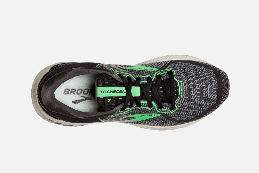 Transcend 7 Road Brooks Running Shoes NZ Womens - Black/Green - IDQCBU-269